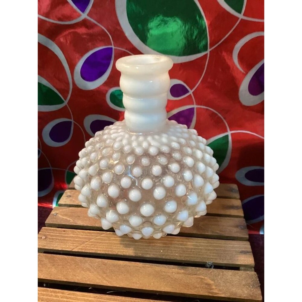 Fenton Hobnail French Opalescent Pattern Perfume Bottle or Vase 1950s